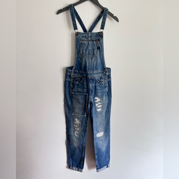G-Star Distress Skinny Patch Work Overall Jumpsuit Denim - Picture 2 of 12